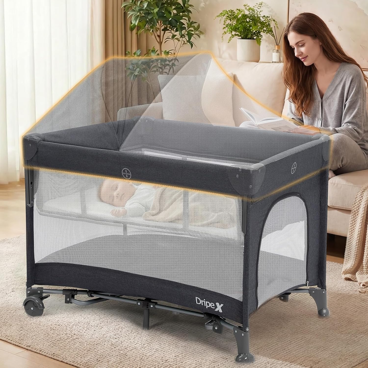 Dripex 5-in-1 Pack n Play Bedside Sleeper